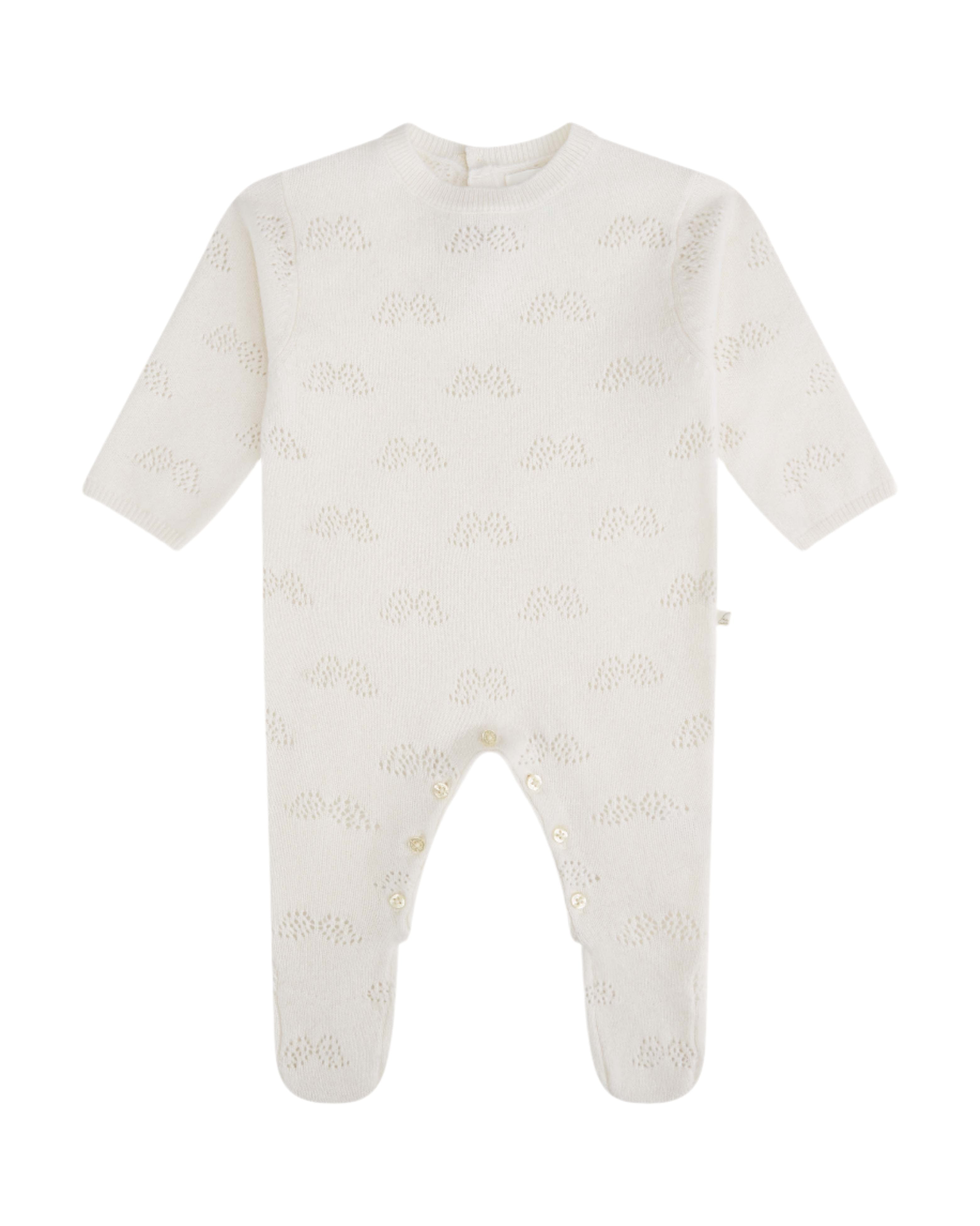 Angel Wing Cashmere Pointelle Sleepsuit