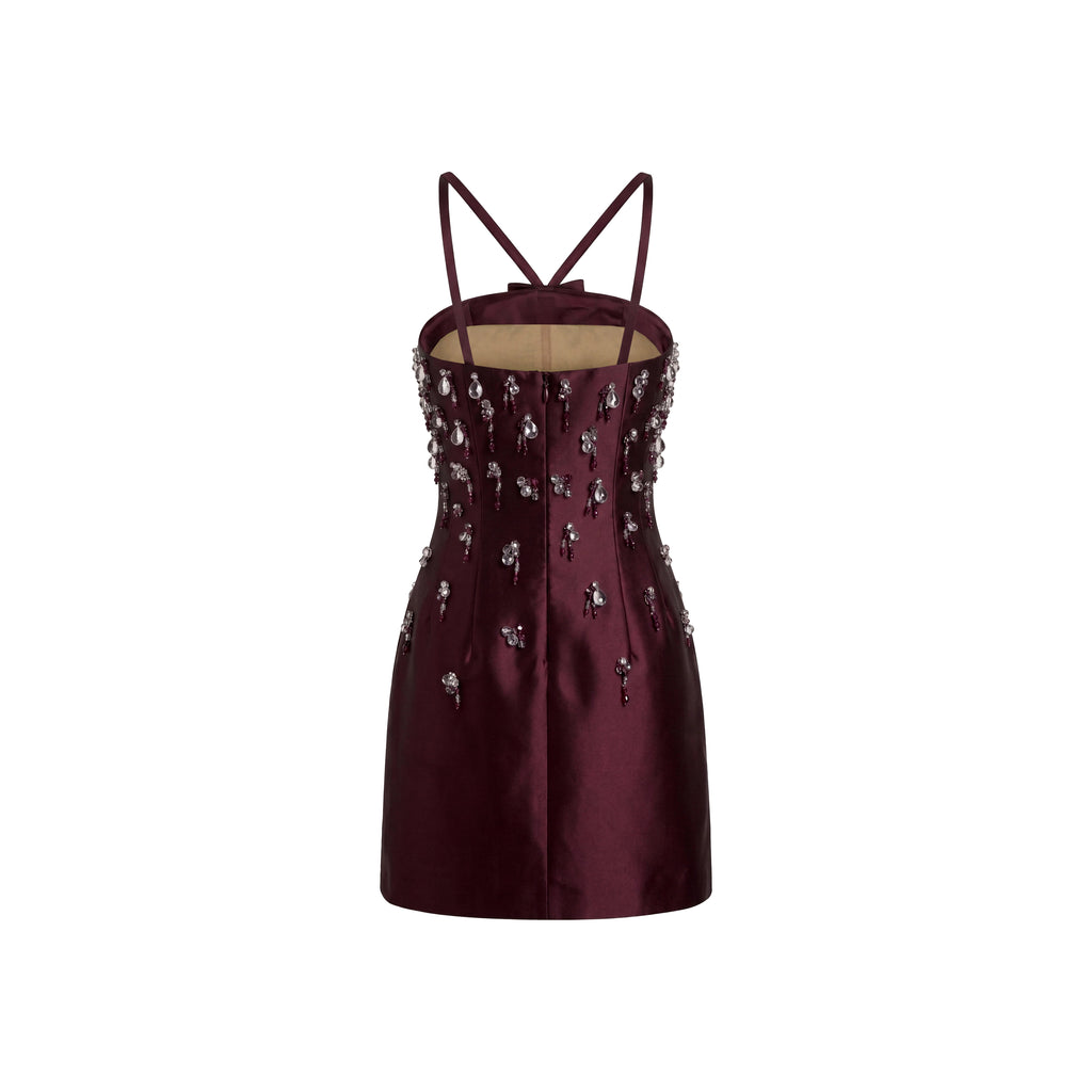 Sloane Dress in Wine Silk Wool