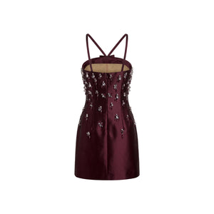 Sloane Dress in Wine Silk Wool