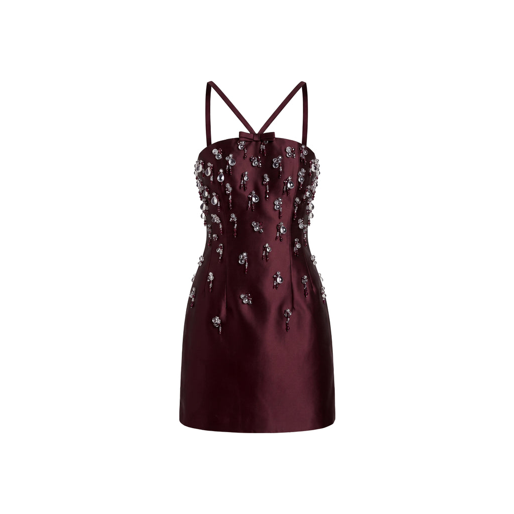 Sloane Dress in Wine Silk Wool