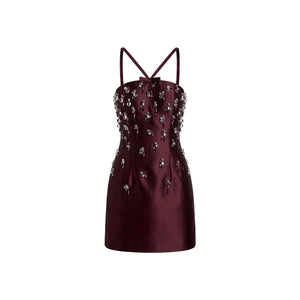 Sloane Dress in Wine Silk Wool