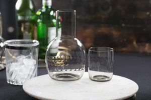 Smoky Crystal Carafe Set With Lens Design