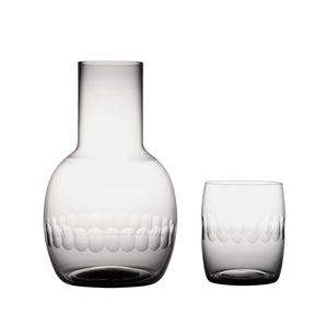 Smoky Crystal Carafe Set With Lens Design