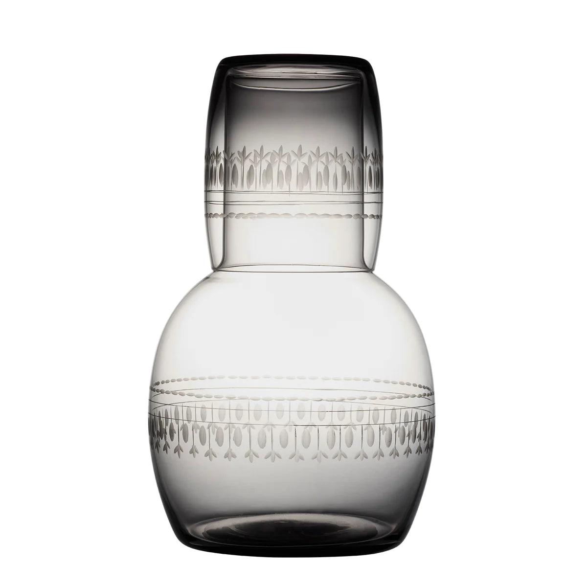 Smoky Crystal Carafe Set With Ovals Design