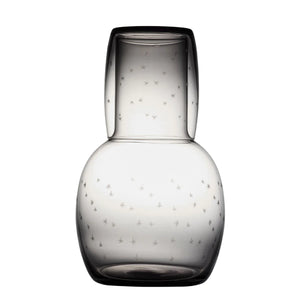 Smoky Crystal Carafe Set With Stars Design