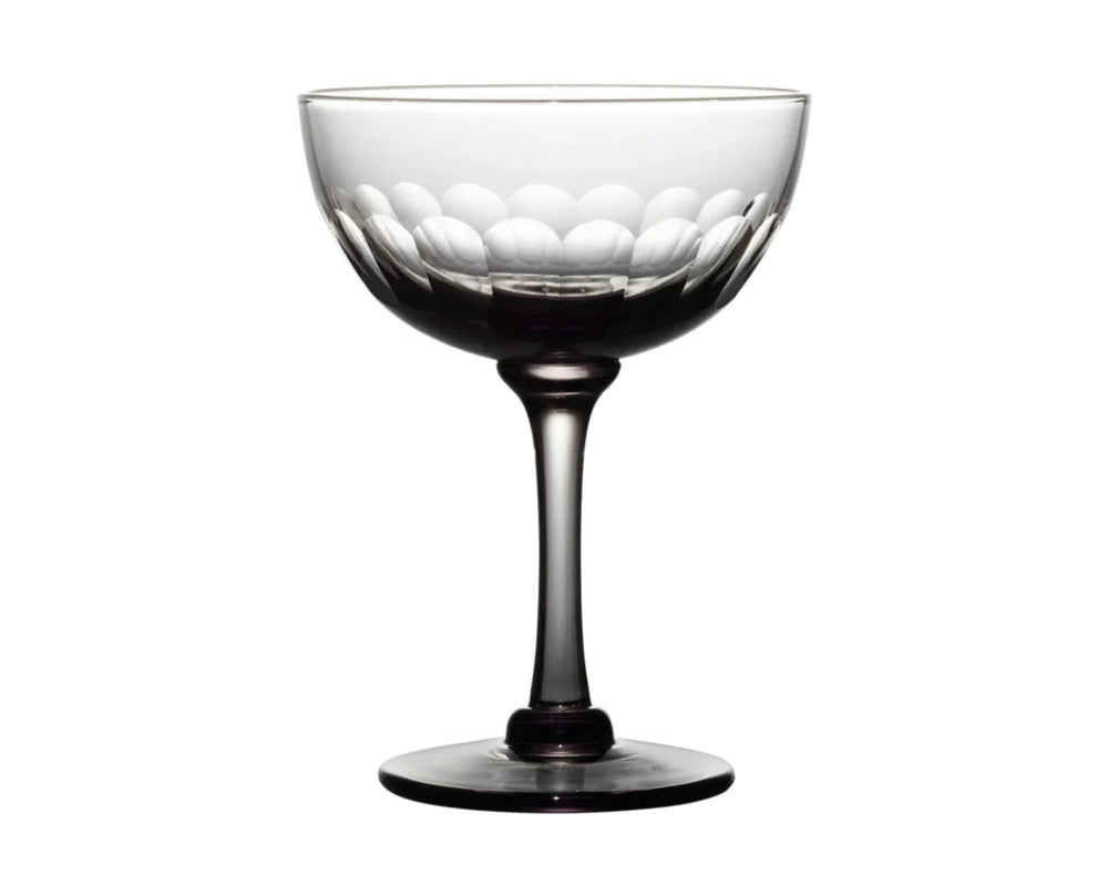 Smoky Champagne Saucers With Lens Design, Set of 4