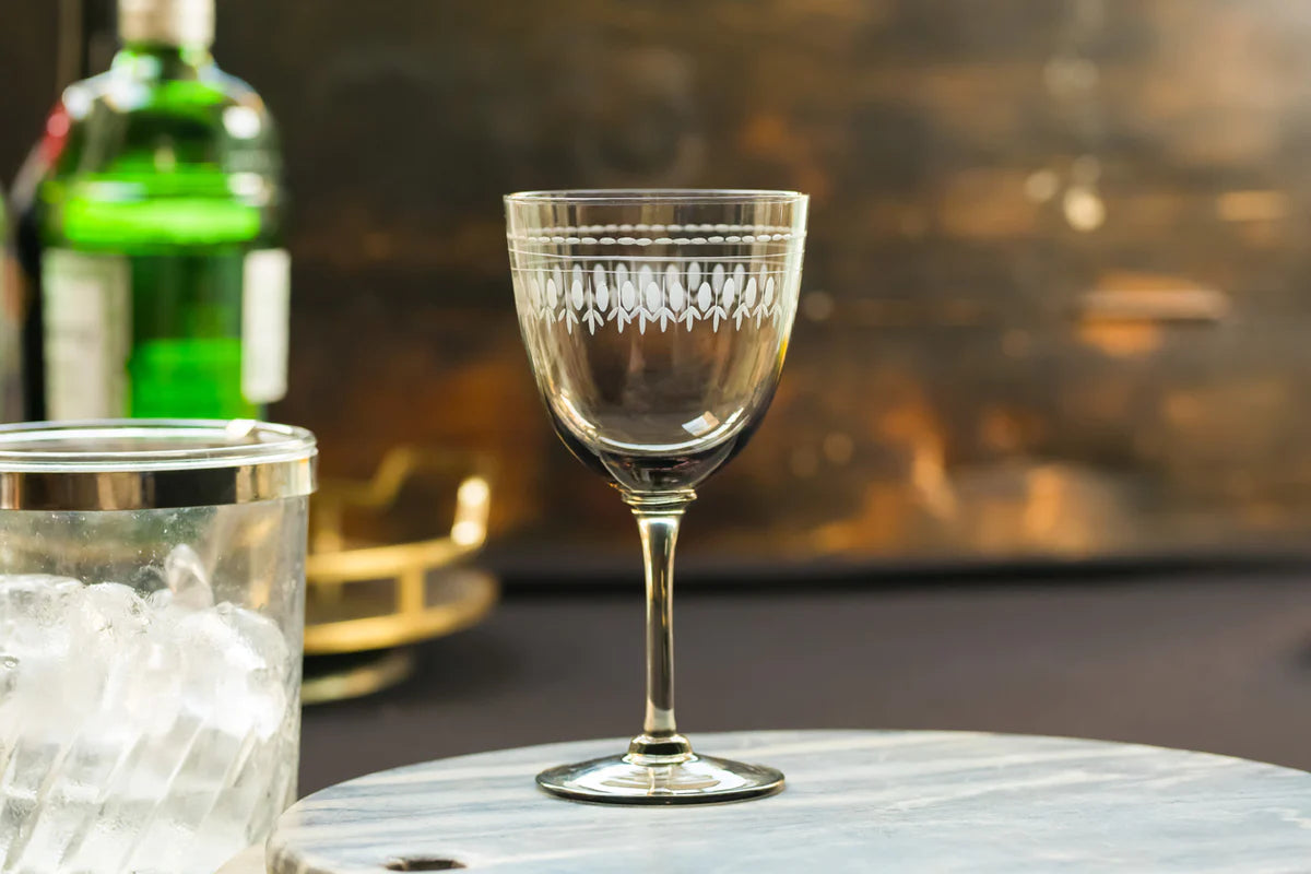 Smoky Wine Glasses With Ovals Design, Set of 4
