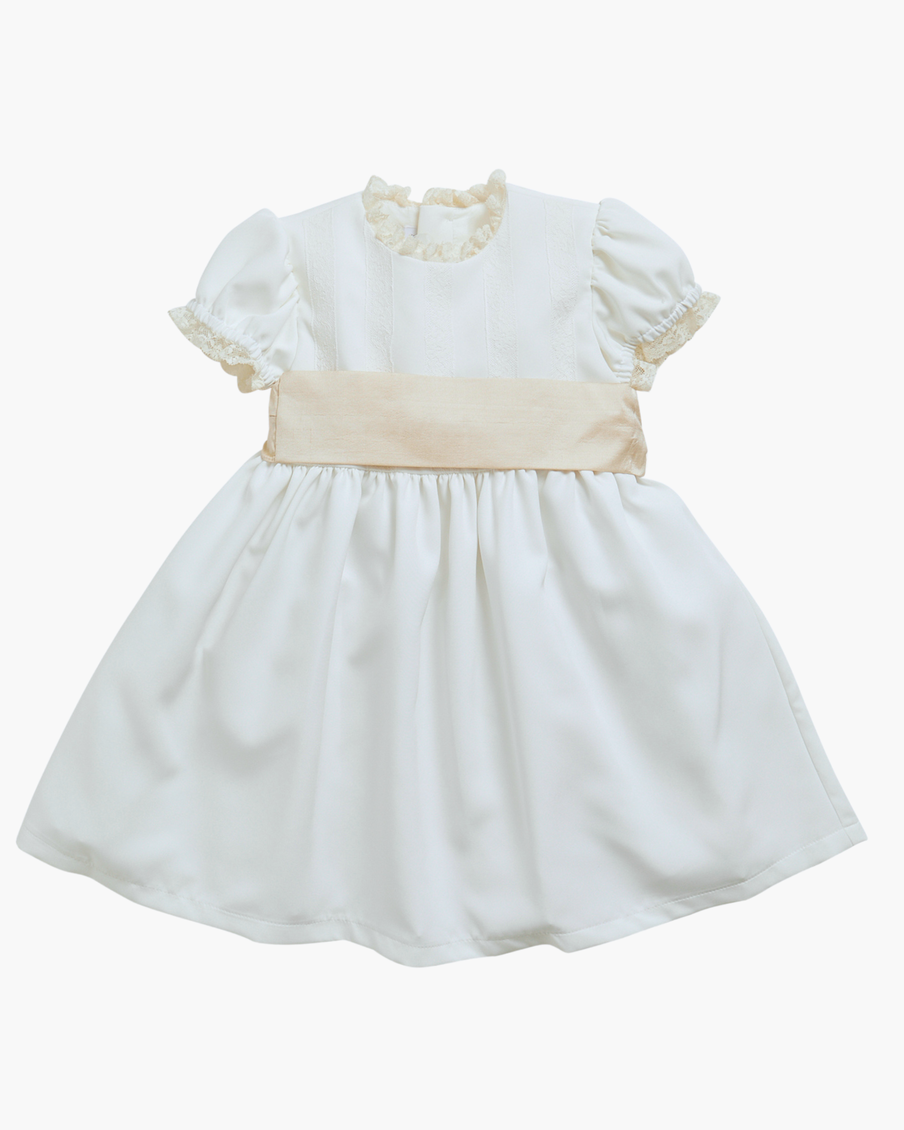 Sofia Elegant flower girl dress in gold green crepe de chine