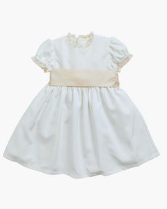 Sofia Elegant flower girl dress in gold green crepe de chine