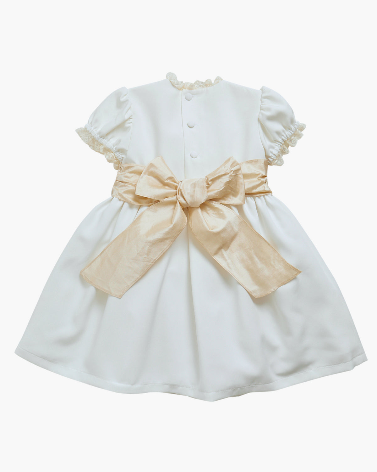 Sofia Elegant flower girl dress in gold green crepe de chine
