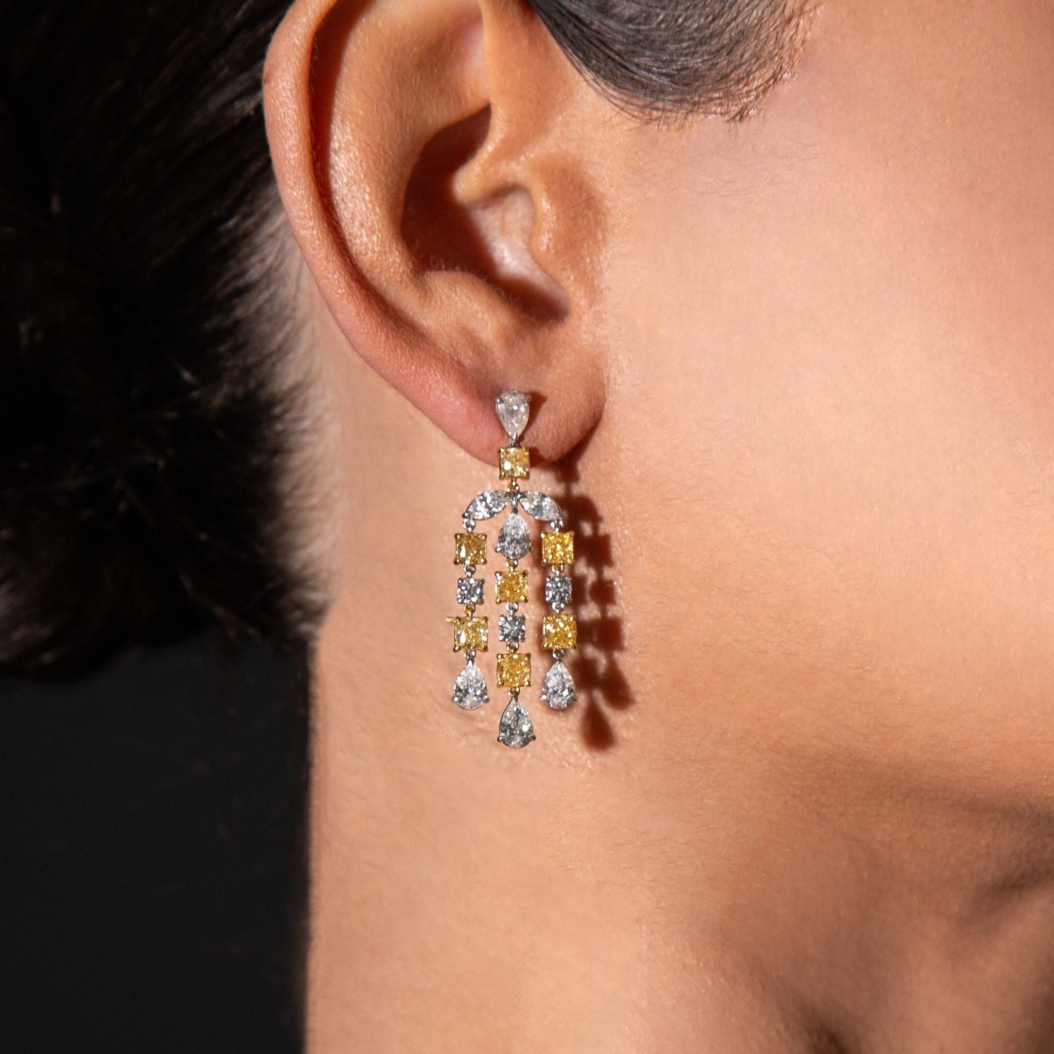 Soleil Fancy Yellow Diamond Chandelier Earrings - Jewelry - RUCHI New York