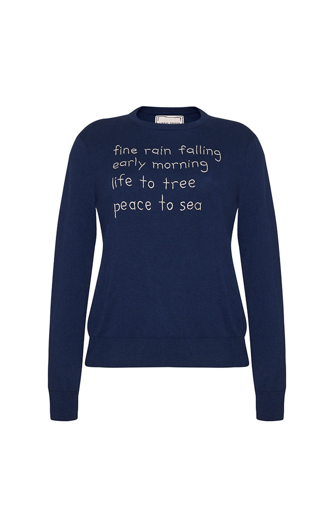 Fine Rain Falling Crewneck in Navy