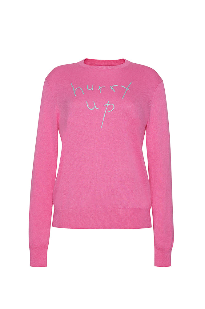 Hurry Up/Slow Down Crewneck in Magenta