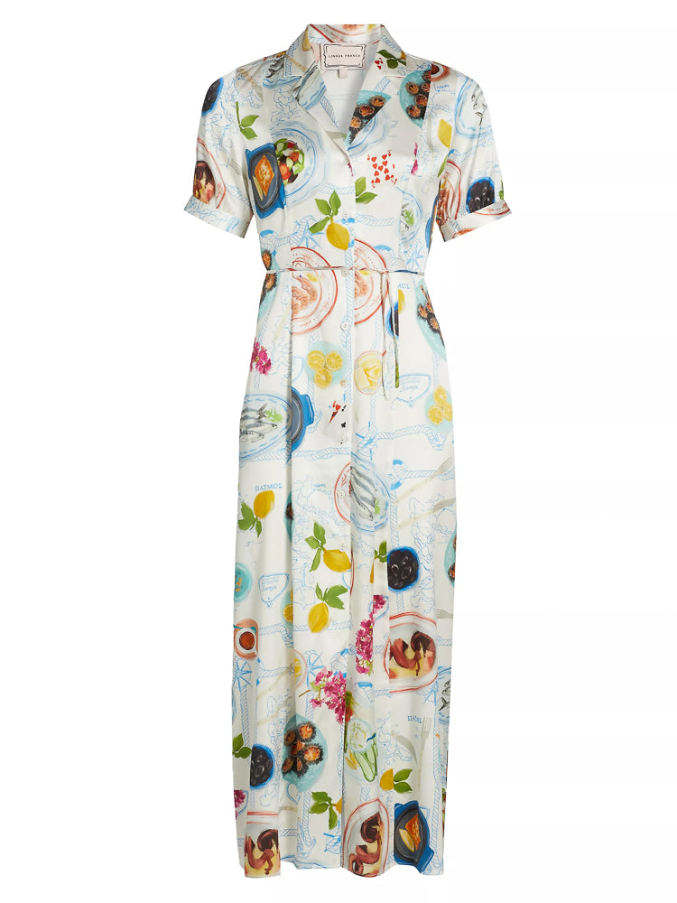 Lampi Button Down Dress in Lunch