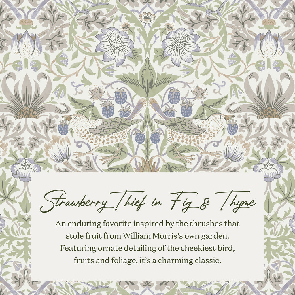 Morris & Co. x Namesake Tuffet Storage Ottoman Strawberry Thief in Fig & Thyme
