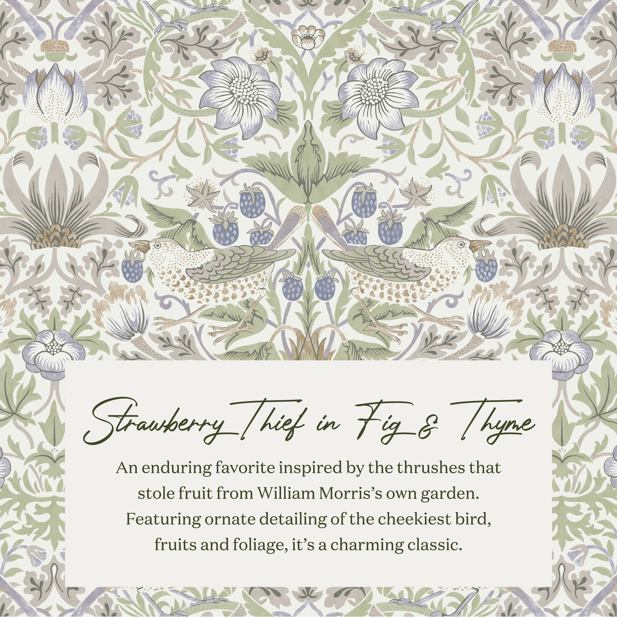 Morris & Co. x Namesake Tuffet Storage Ottoman Strawberry Thief in Fig & Thyme