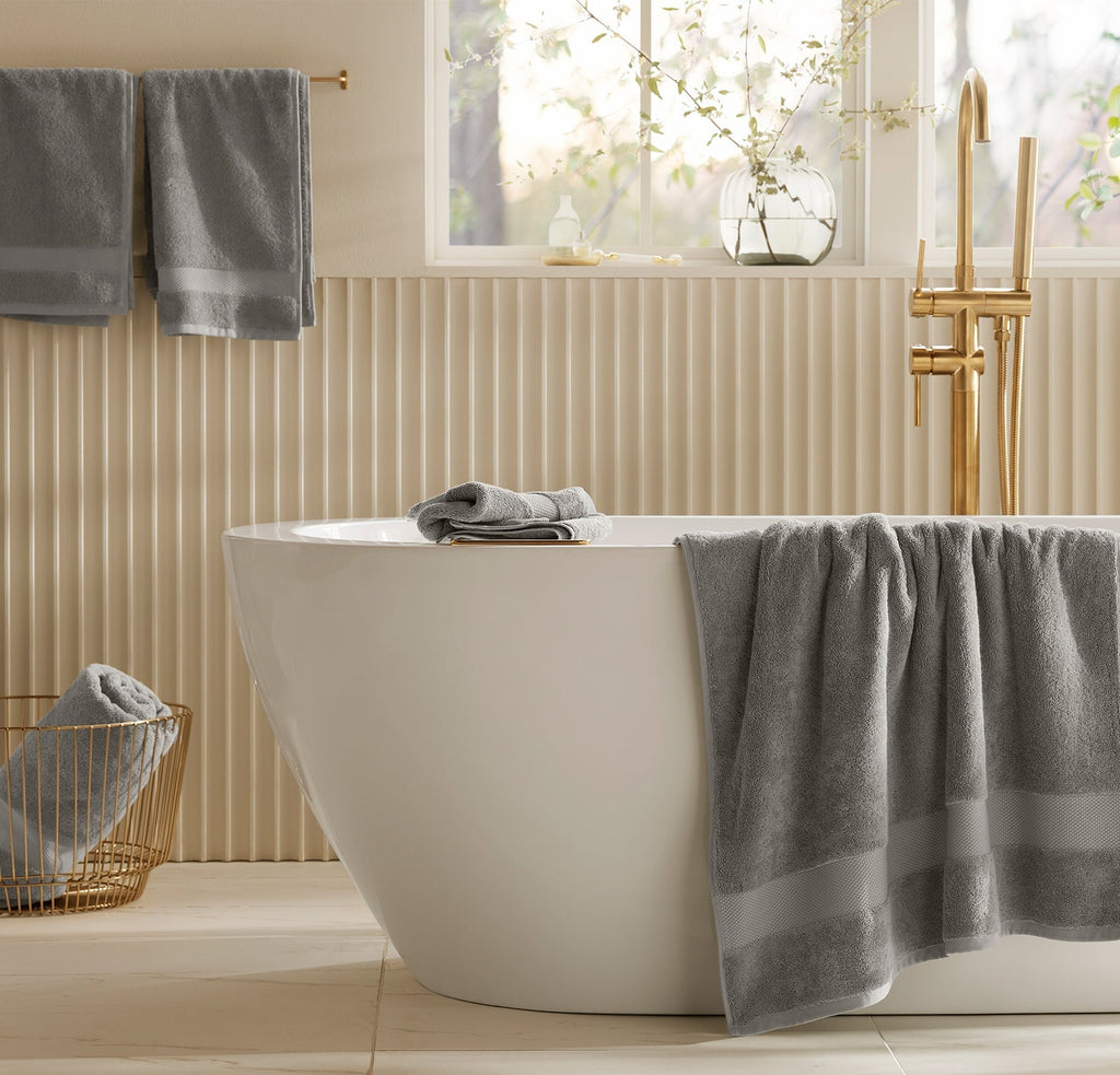 Plush Bath Towel Set in Stone
