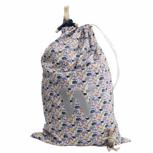 Storage Sack made with Liberty Fabric QUEUE FOR THE ZOO - Coco & Wolf