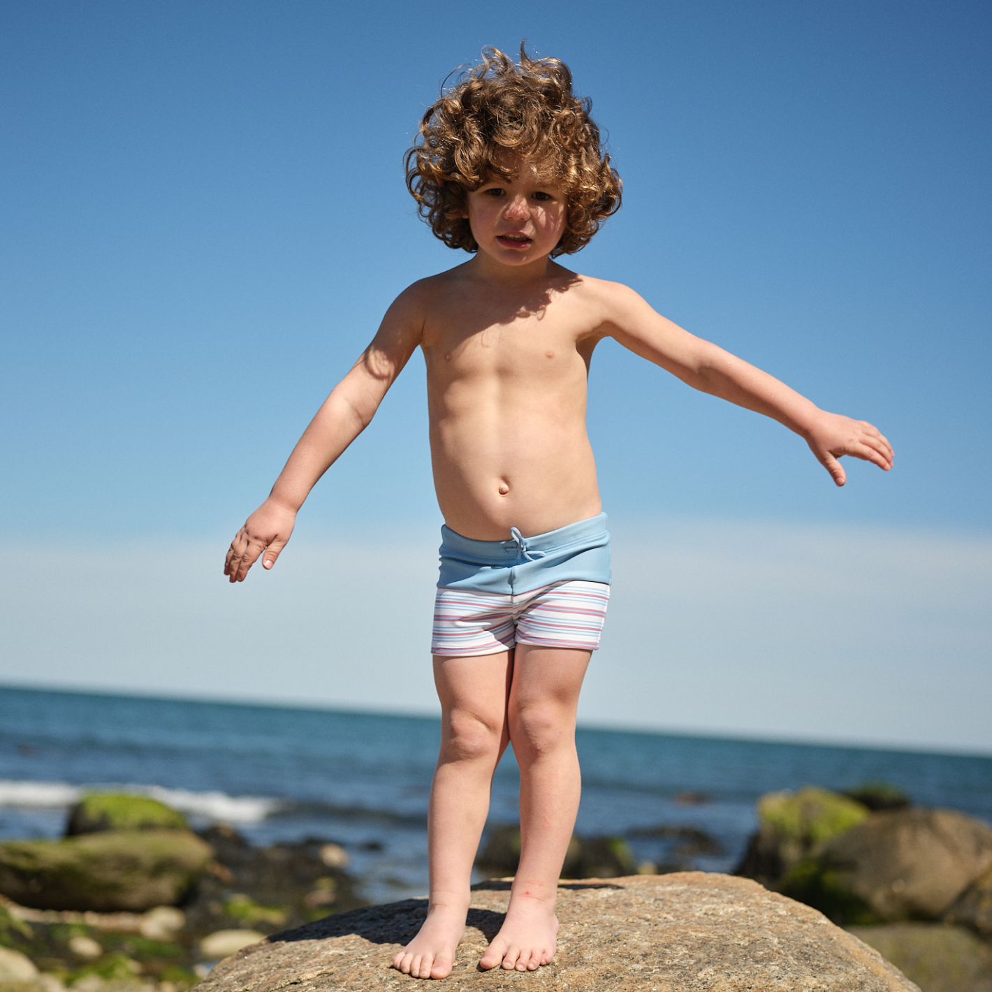 Boys Surfside Blue And Vintage Stripe Colorblock Brief