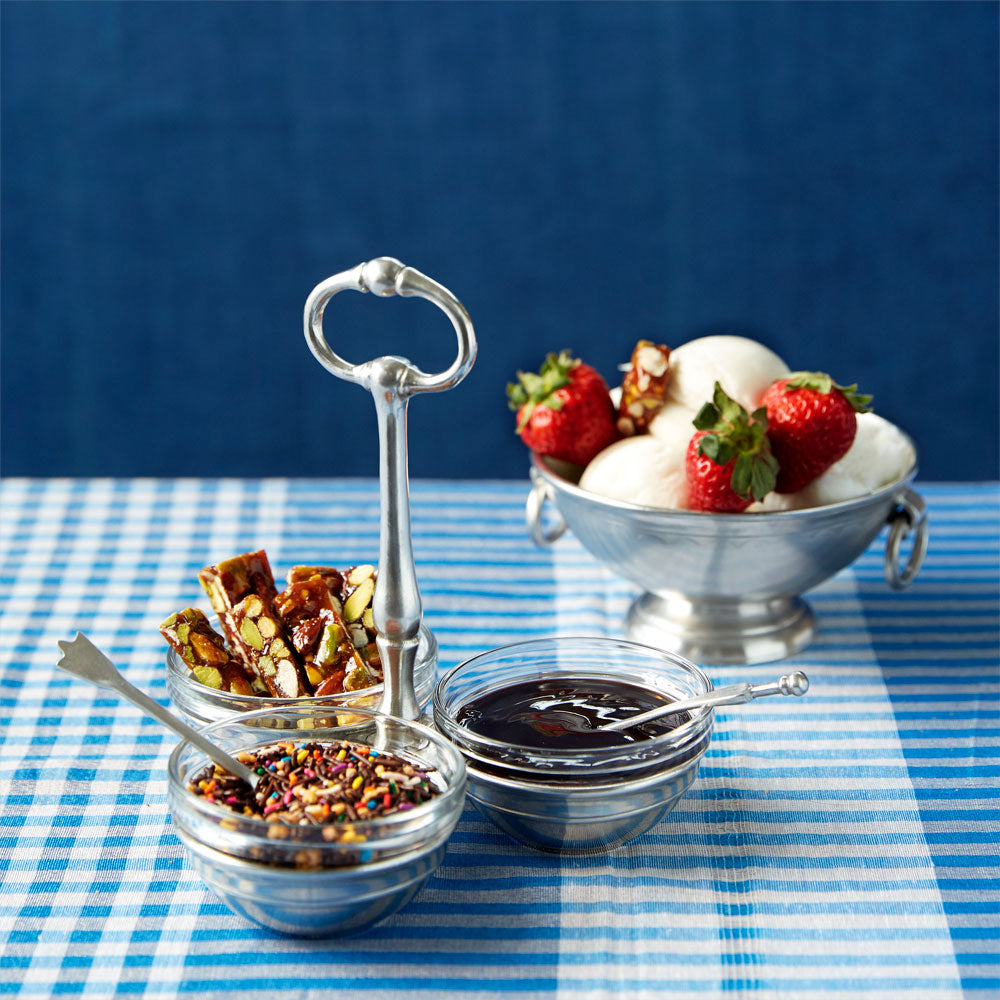 Condiment Caddy Set with Lids & Spoons