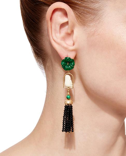 Swingers Earrings in Black, White & Coral