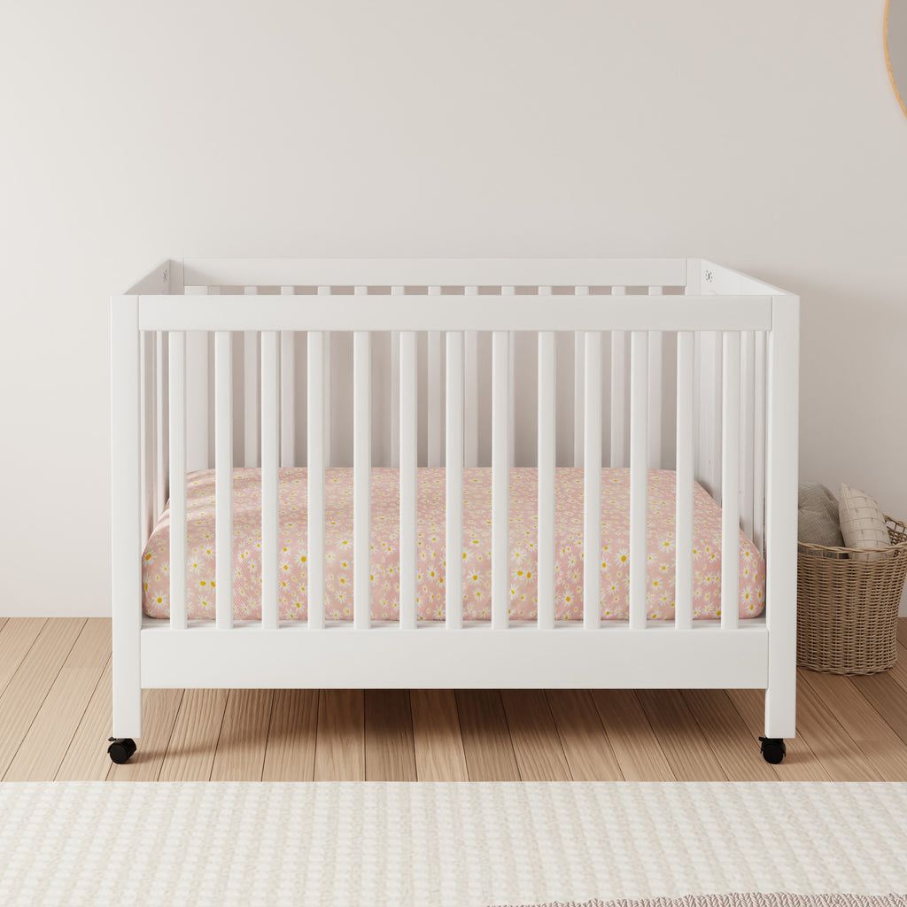 Maki Portable Folding Crib with Toddler Bed Conversion Kit in White