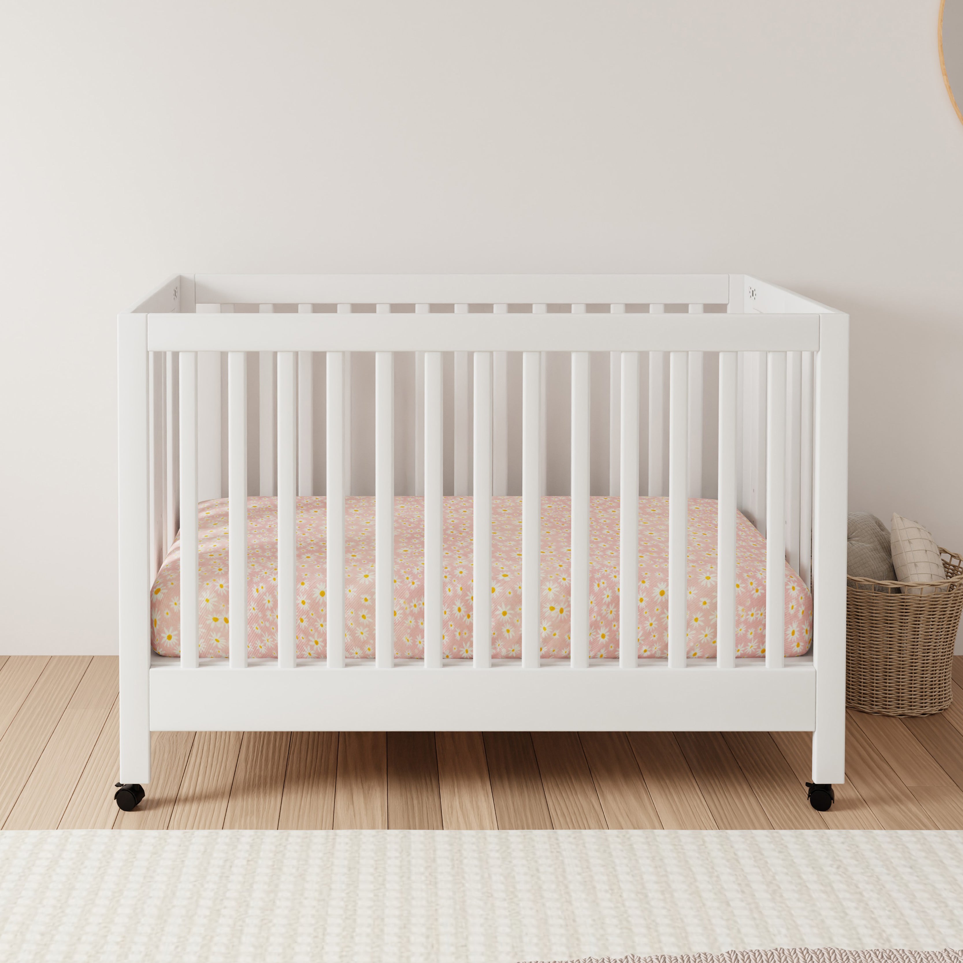 Maki Portable Folding Crib with Toddler Bed Conversion Kit in White