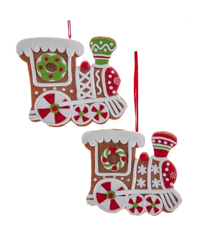 Flatback Gingerbread Train Ornaments, 2 Assorted(12 case for ordering)
