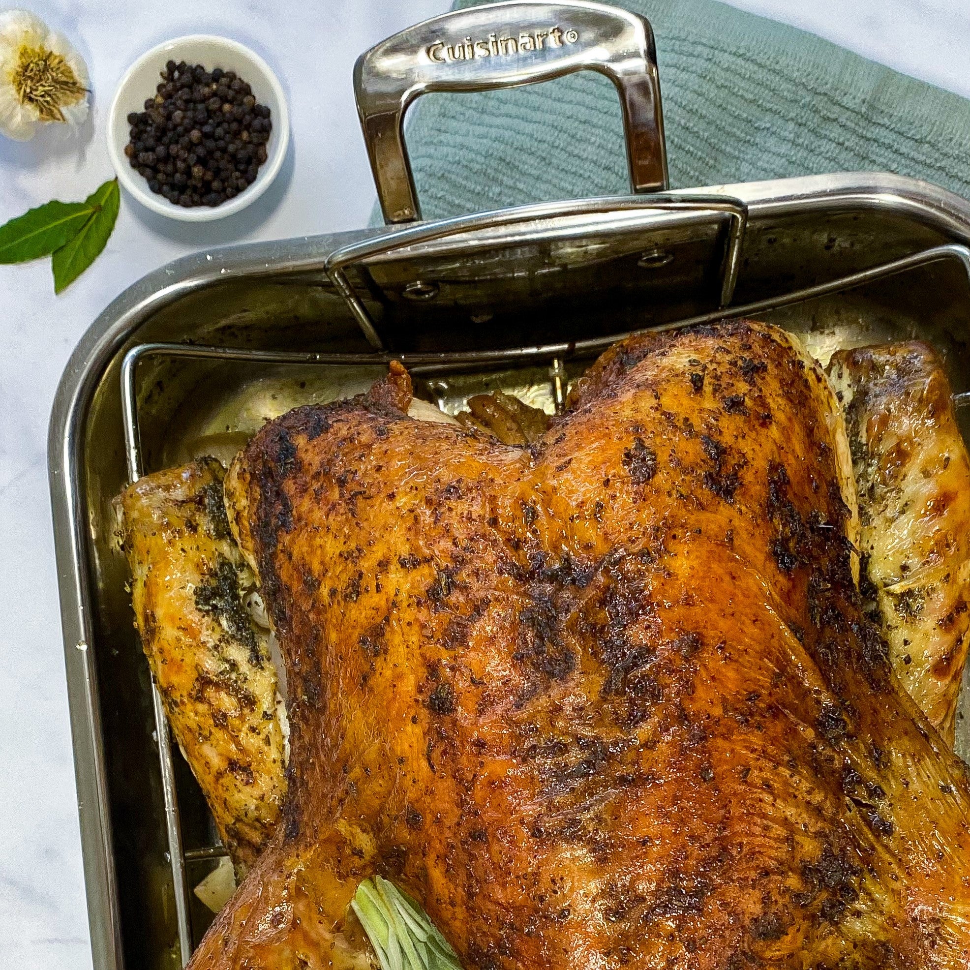 Chef's Classic® Stainless 16" Roasting Pan with Rack in Stainless Steel