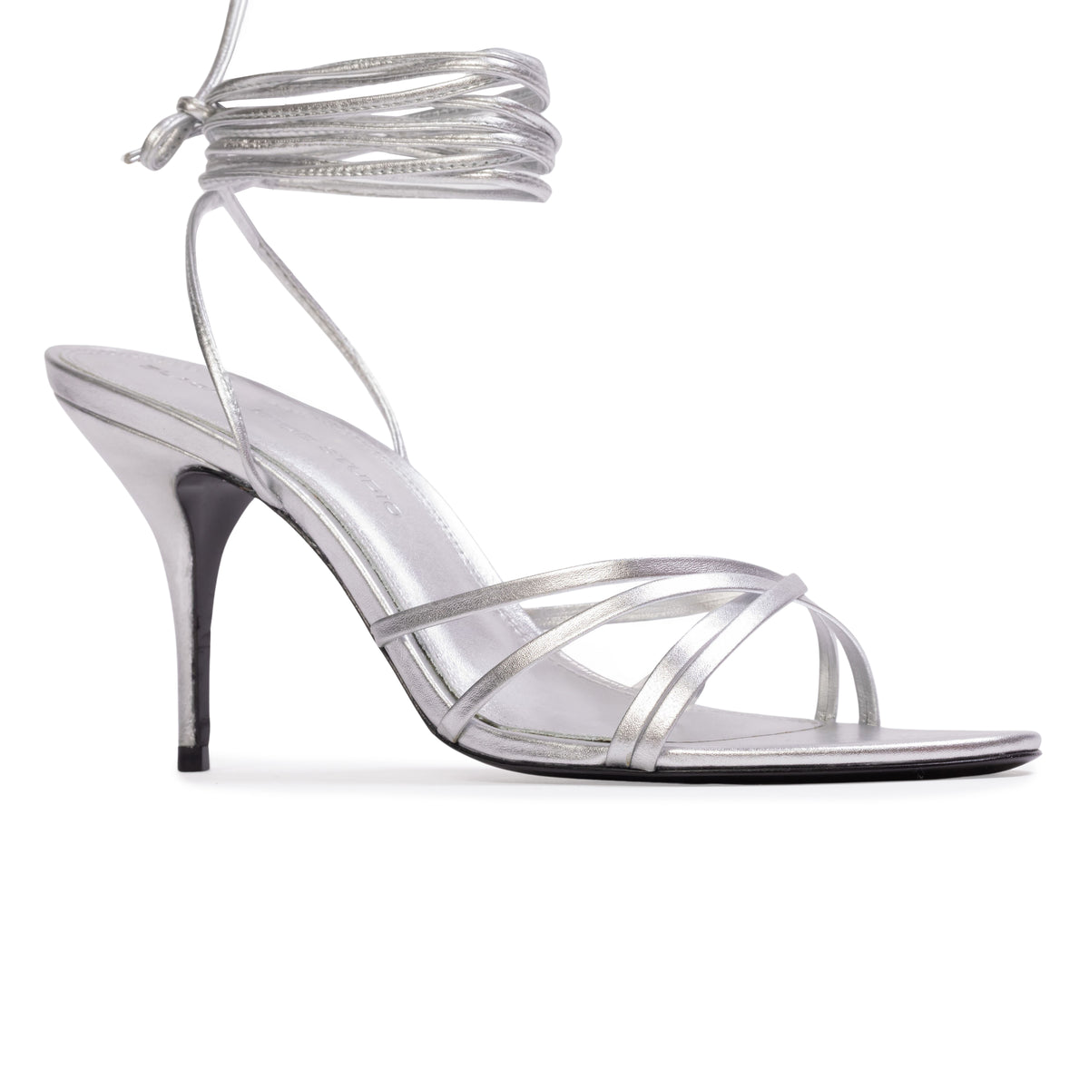 Tally 80 Sandal in Silver Metallic Leather