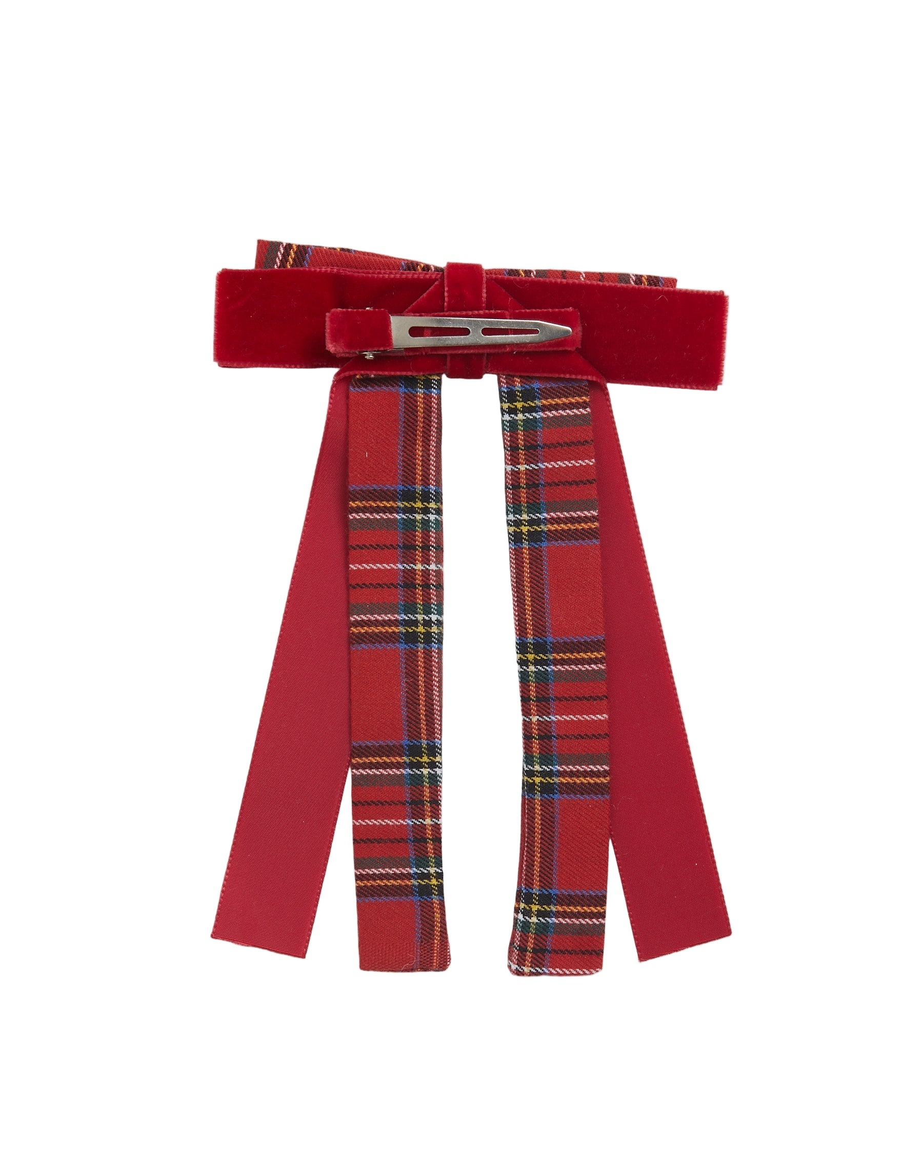 Long Tail Red Tartan Bow