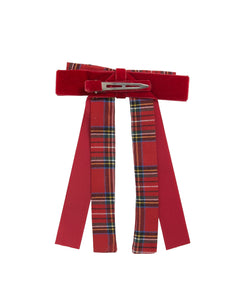 Long Tail Red Tartan Bow