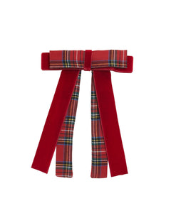 Long Tail Red Tartan Bow