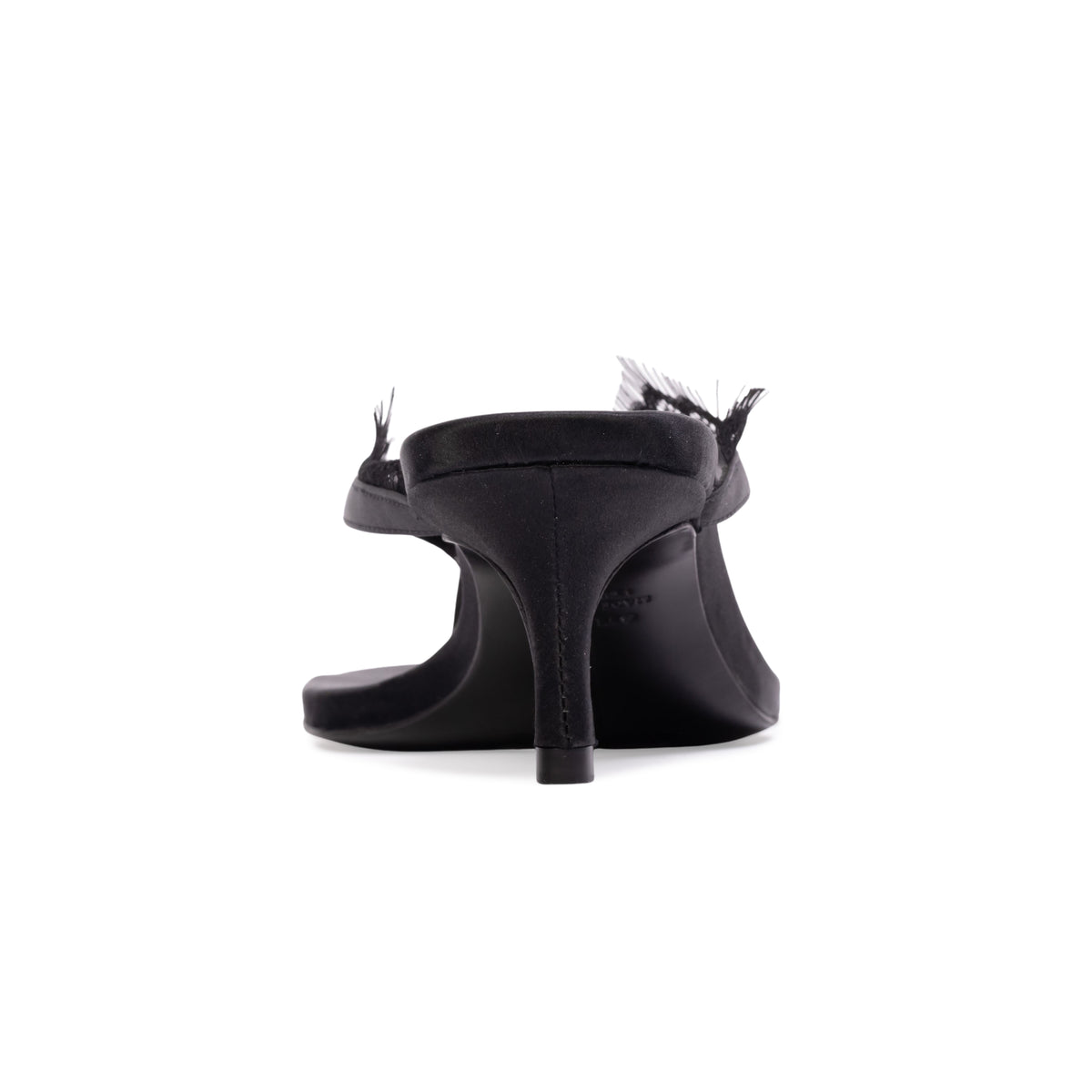 Tash 50 Mule in Black Satin Lace