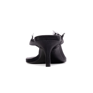 Tash 50 Mule in Black Satin Lace