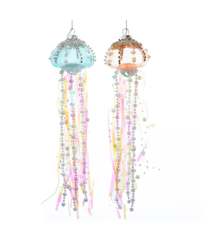 Jellyfish Glass Ornaments, Set of 2
