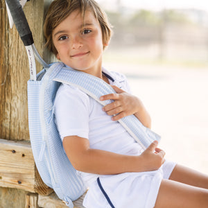 Unisex White French Terry Polo With Navy Trim