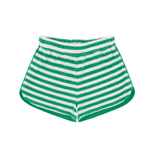 Girls Bermuda Green Stripe French Terry Short