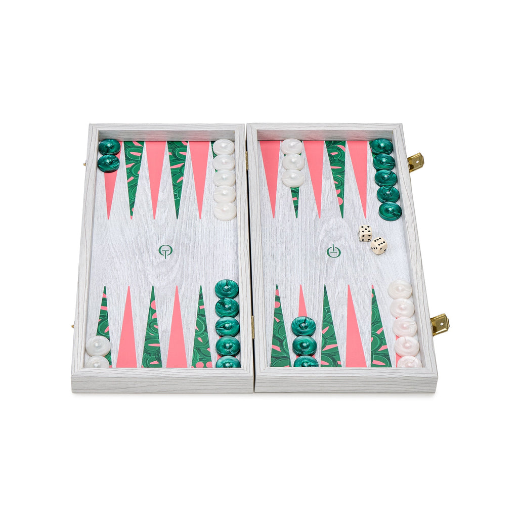 Anthos Backgammon in Green & Pink