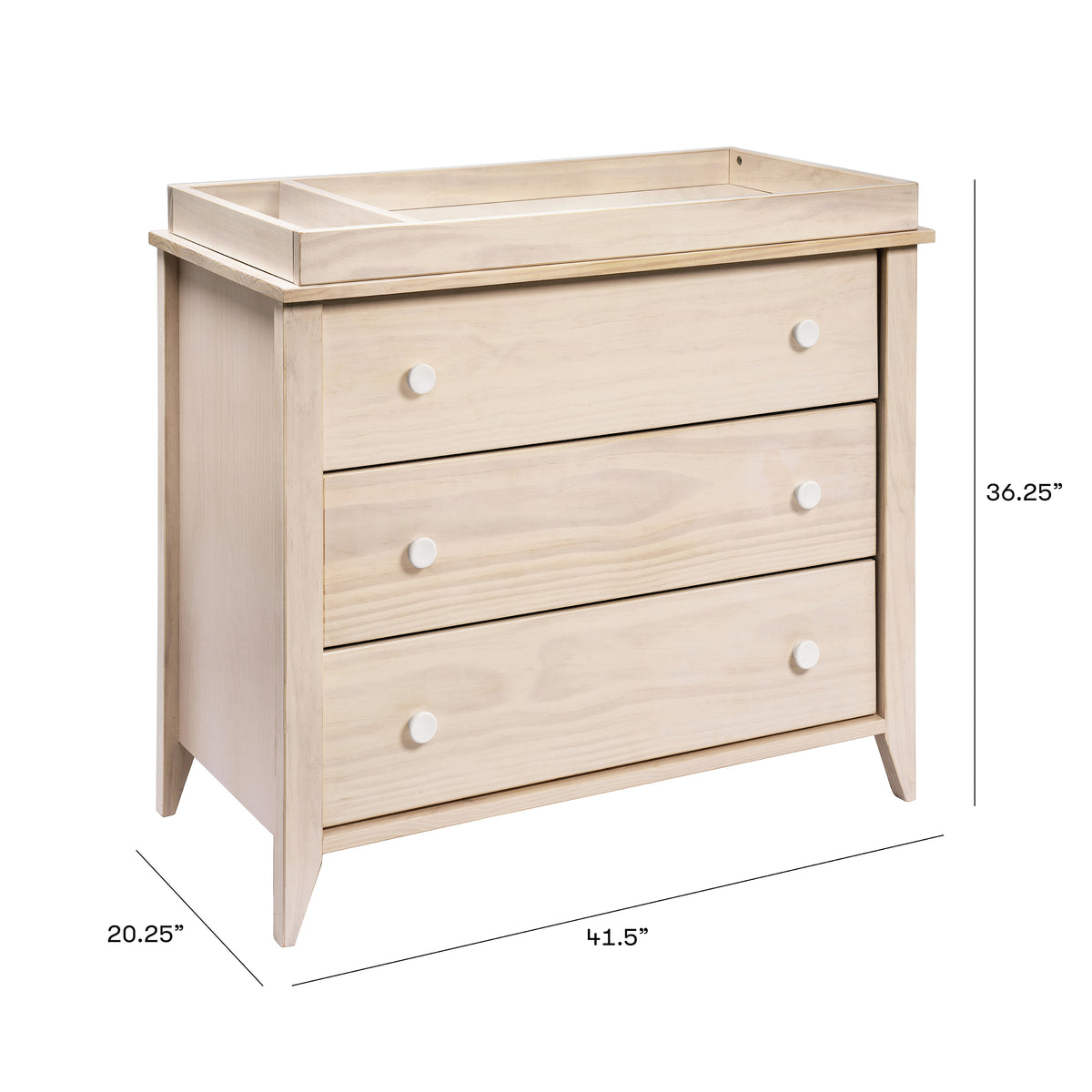 Sprout 3-Drawer Changer Dresser with Removable Changing Tray in Washed Natural & White