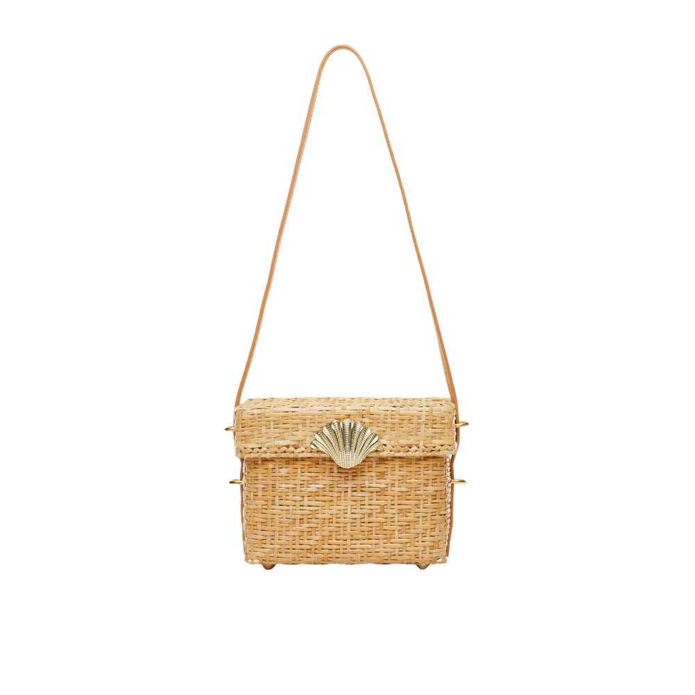 Vintage-inspired straw box bag with leather shoulder strap – The Box Bag