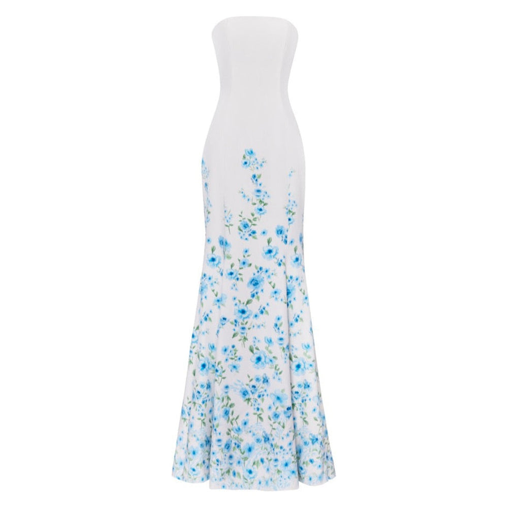 The Brianne Gown in Blue & White