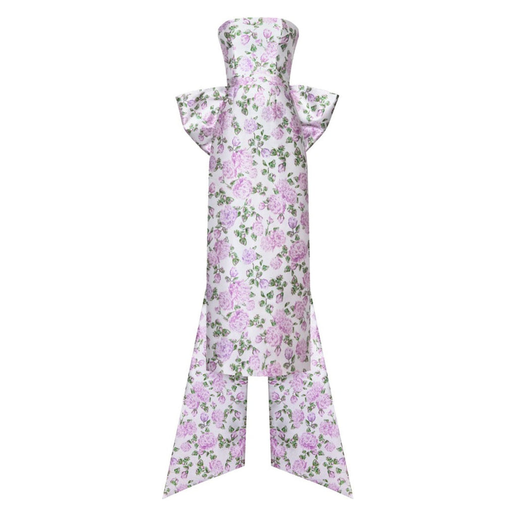 The Gabrielle Gown with Detachable Bow in Pink & Green