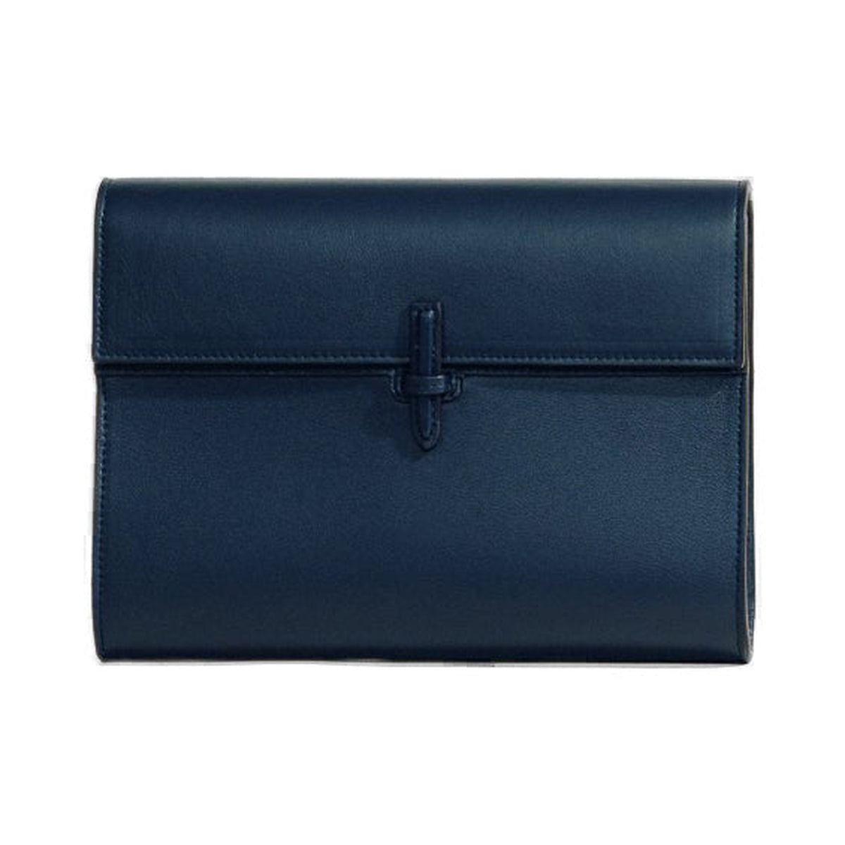 The Large Soft Clutch in Navy Nappa