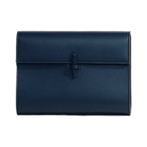 The Large Soft Clutch in Navy Nappa