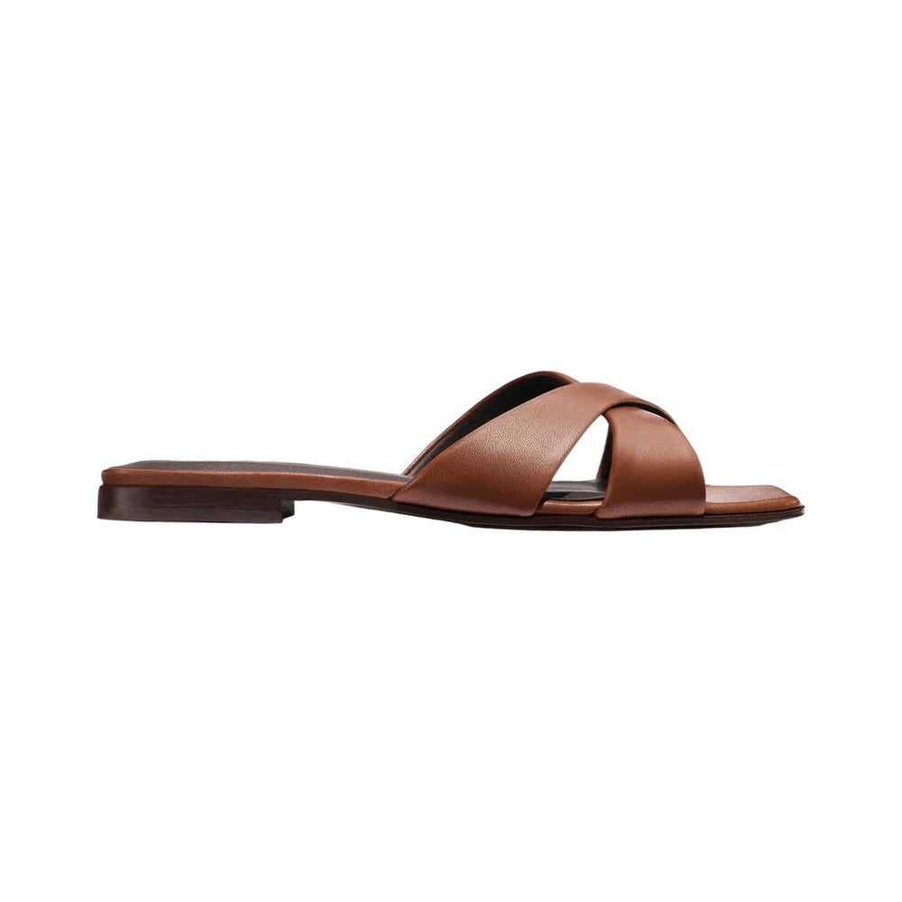 The Selene Flat Sandal in Cognac Nappa
