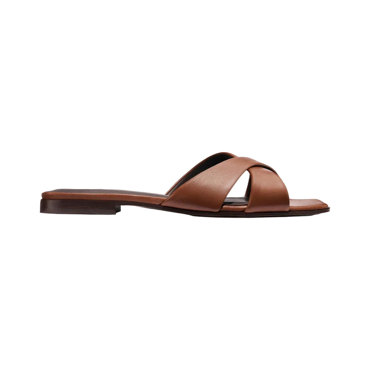 The Selene Flat Sandal in Cognac Nappa