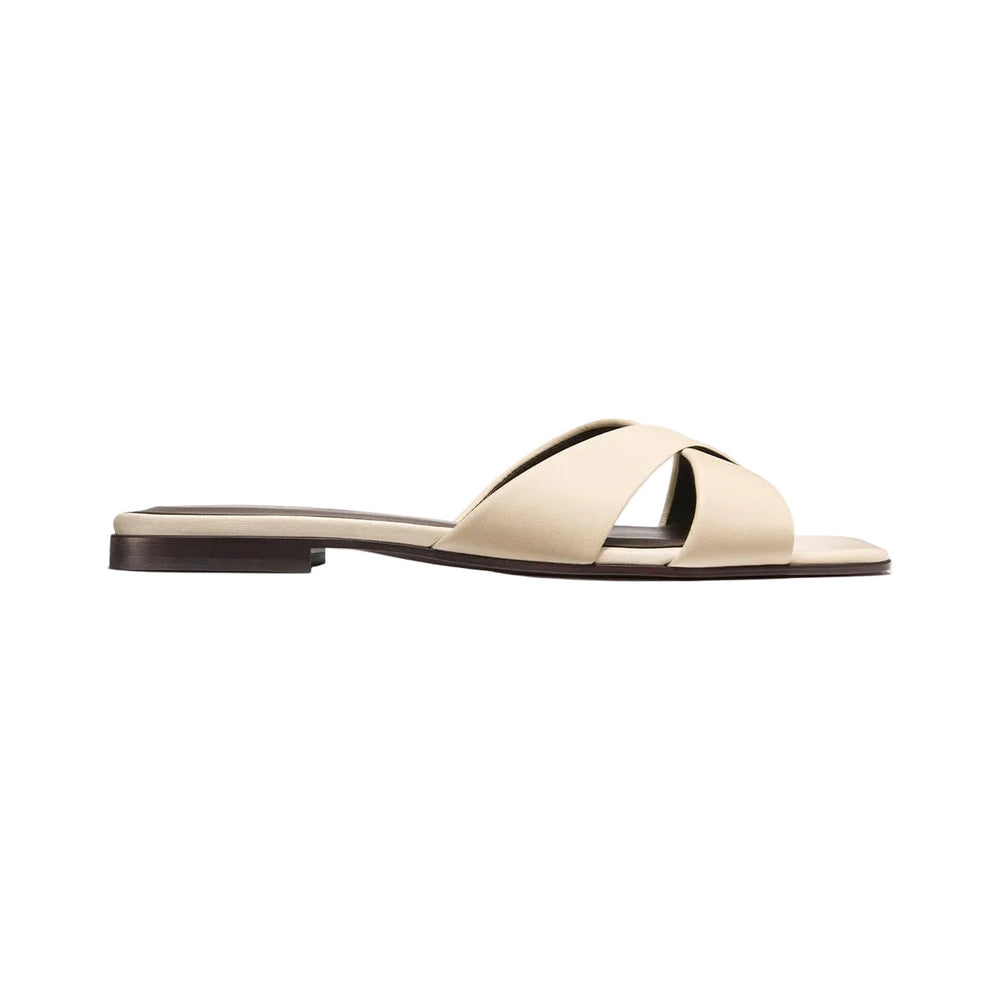 The Selene Flat Sandal in Ivoire Nappa