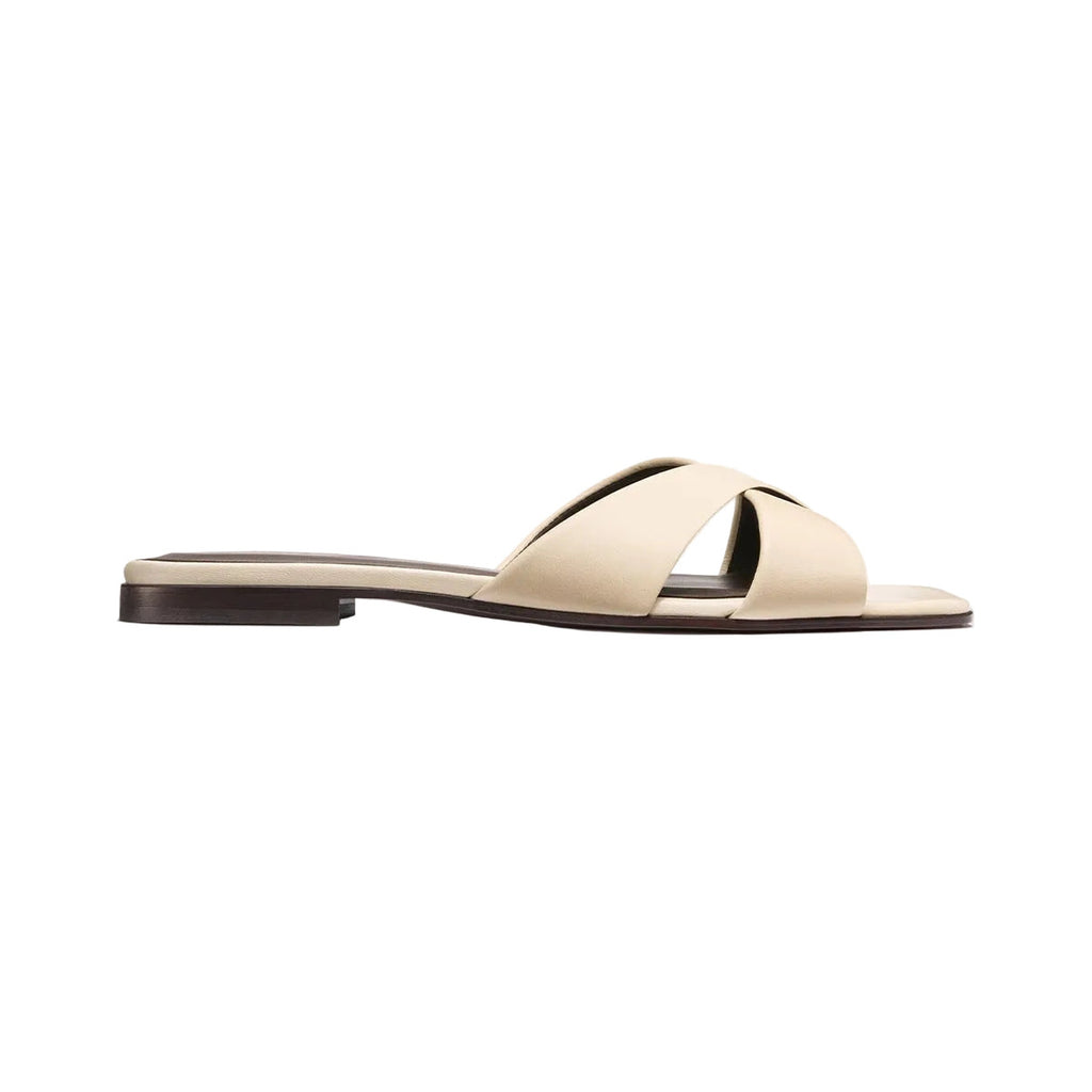 The Selene Flat Sandal in Ivoire Nappa