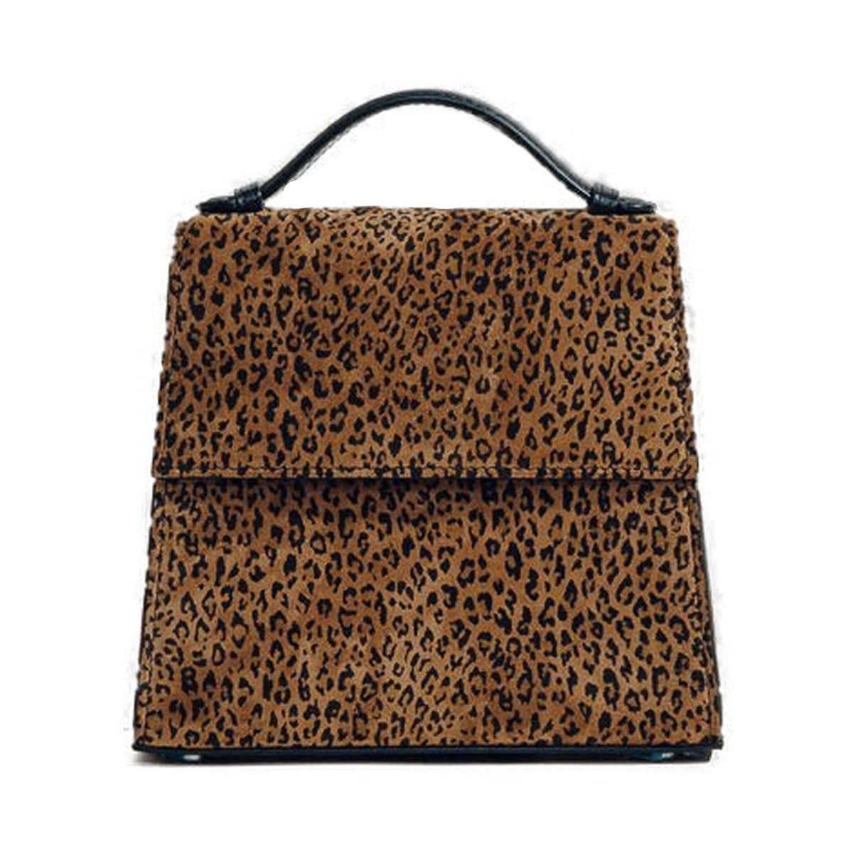 The Small Top Handle in Animal Print Suede